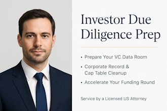 prepare your startup due diligence data room for investors  as a USA attorney