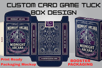 design custom card game tuck box booster pack and card packaging