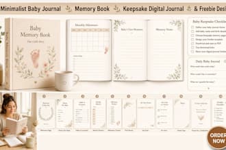 design minimalist canva ebook baby shower ebook memory journal keepsake freebie