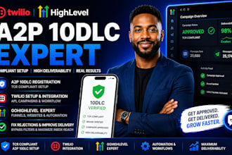 twilio setup, a2p 10dlc, studio flow, IVR, gohighlevel, API integration, SMS tcr