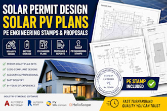 do solar permit design, solar pv plans, pe engineering stamps, and proposals