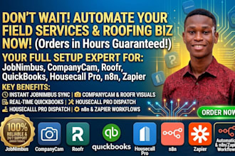 setup jobnimbus companycam roofr quickbooks housecall pro n8n zapier