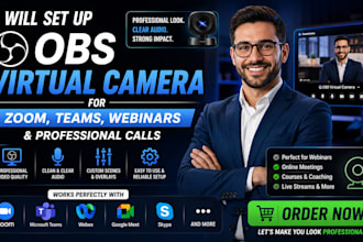 set up obs virtual camera for zoom, teams, webinars and professional calls
