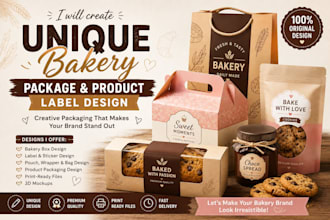 create unique bakery package and product label design