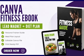 design canva fitness ebook, lead magnet, diet plan, trainer guide