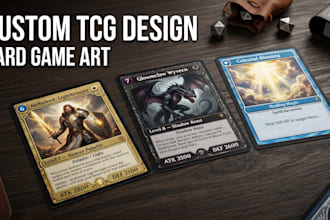 design custom trading card game tcg, fantasy card and card game art