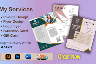 do corporate invoices, business and food flyer design