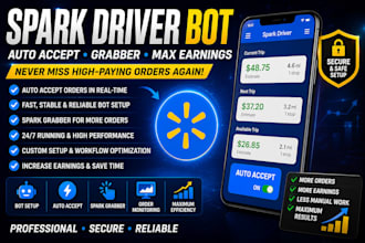 setup spark driver bot, spark delivery bot auto accept orders bot, spark grabber