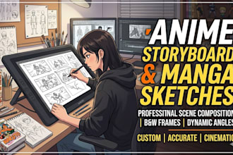 create professional anime storyboard manga panels and scene sketches