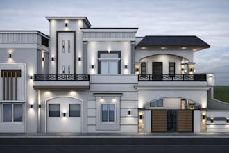 design and create ultra realistic 3d house exterior