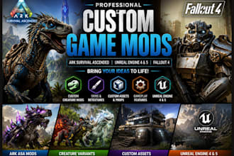 create custom ark survival ascended mods, ark creature mods, unreal engine 4,5