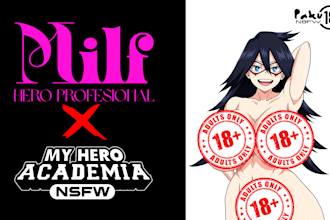draw sexy nsfw anime milf illustrations inspired by my hero academia