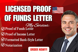prepare proof of fund, proof of income, notary, documentation for funding as CPA