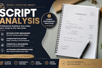 provide script coverage, screenplay feedback, TV pilot analysis for your script