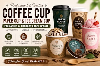 professional coffee cup, paper cup, and ice cream packaging