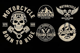 design retro vintage logo for business, tattoo barbershop