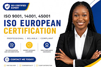 provide iso 9001, iso 14001, iso 45001 iso 22000 certification and documentation