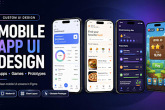 design custom mobile app UI UX and game UI in figma