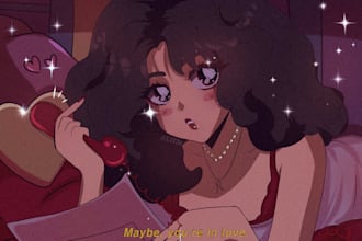 draw a retro anime 90s old style illustration