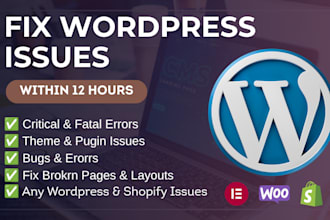 fix wordpress issues, fix wordpress errors, wordpress bug fix, woocommerce fix