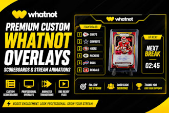 design premium custom whatnot overlays, scoreboards and stream animations