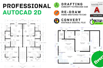 create autocad 2d floor plan and cad drawings