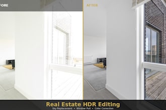 professional real estate photo editing, hdr blending and sky replaceme
