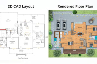 design realistic 2d floor plan rendering in photoshop