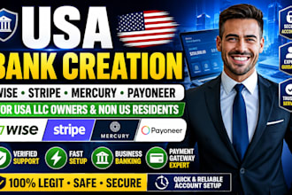 usa bank creation wise, payoneer, stripe, mercury bank and address for usa llc