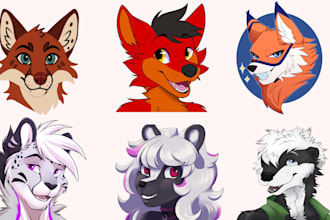 draw furry headshot, fursona headshot, anthro headshot, furry pfp, furry badge