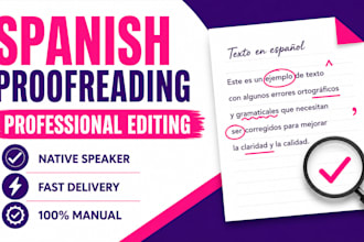 proofread and correct your spanish text professionally as a native speaker