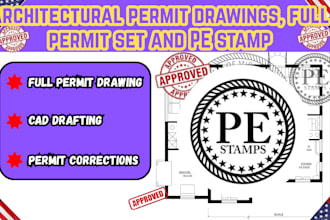 provide architectural permit drawings, full permit set and pe stamp USA