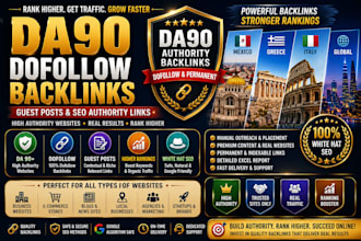 build da90 dofollow backlinks guest posts and SEO authority links for ranking