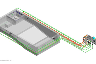 3d and 2d swimming pool plumbing design