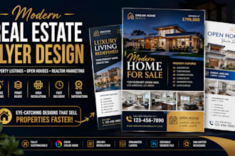 modern real estate flyer design for property listings, open houses and realtor
