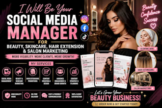 be your social media manager for beauty skincare hair extension salon marketing