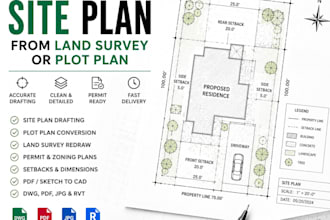 create professional site plan from land survey or plot plan