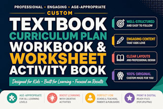 design format textbook curriculum plan workbook worksheet activity book for kids