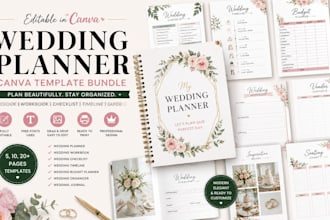 design wedding planner canva template ebook workbook guide bundle