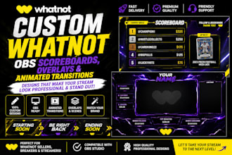design custom whatnot obs scoreboards, overlays, and animated transitions
