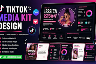 design tiktok media kit, carousel, cover graphic and post template