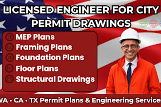 licensed engineer, city permit drawing, mep and framing plan, foundation plan