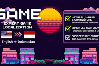 do english to indonesian game localization and translation
