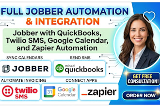 integrate jobber with quickbooks twilio SMS google calendar zapier automation