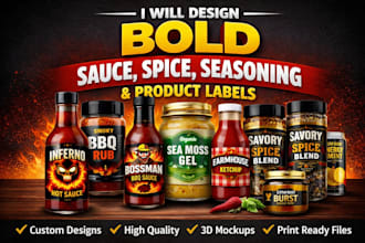 design bold sauce, spice, seasoning, and product labels