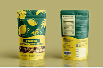 design mylar bag, stand up pouch, doypack, food label packaging with 3d mockup