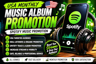 do USA monthly music album promotion, spotify music promotion, spotify track