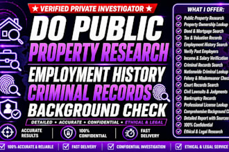 do public property research employment history criminal records background check