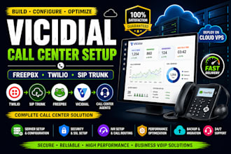 setup vicidial, twilio, sip trunk, linode, and freepbx call center phone system