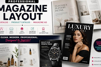 design magazine layout, catalog, product catalog, newaletter and magazine ad